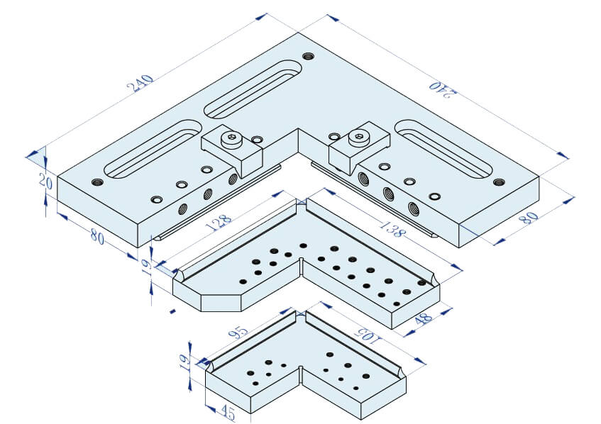 Combination square vise of stainless steel